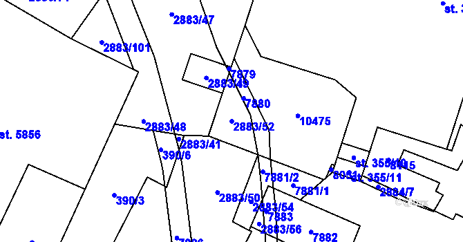 Parcela st. 2883/52 v KÚ Hodonín, Katastrální mapa