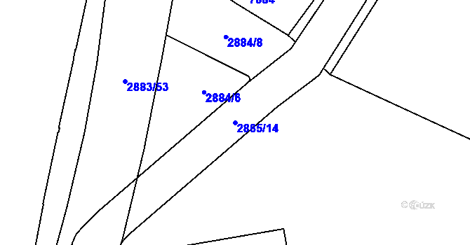 Parcela st. 2885/14 v KÚ Hodonín, Katastrální mapa