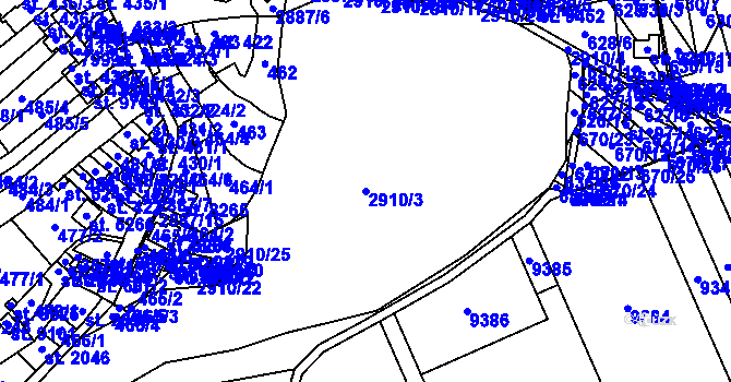 Parcela st. 2910/3 v KÚ Hodonín, Katastrální mapa