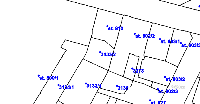Parcela st. 3133/2 v KÚ Hodonín, Katastrální mapa