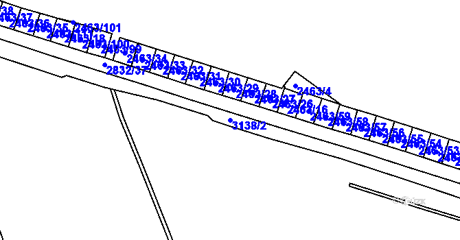 Parcela st. 3138/2 v KÚ Hodonín, Katastrální mapa