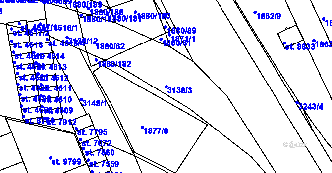 Parcela st. 3138/3 v KÚ Hodonín, Katastrální mapa