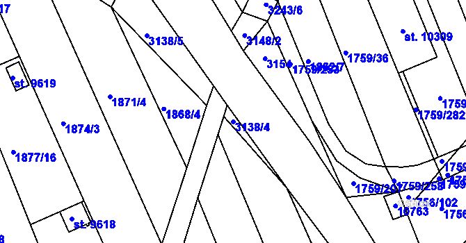Parcela st. 3138/4 v KÚ Hodonín, Katastrální mapa