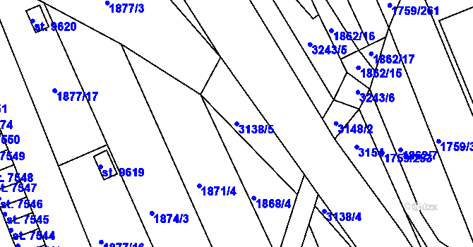 Parcela st. 3138/5 v KÚ Hodonín, Katastrální mapa