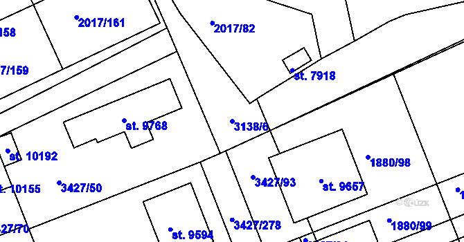 Parcela st. 3138/6 v KÚ Hodonín, Katastrální mapa