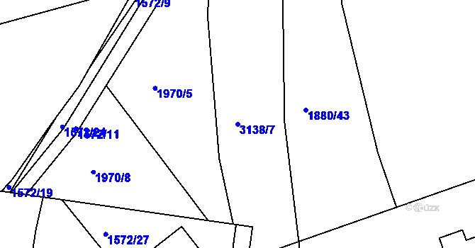 Parcela st. 3138/7 v KÚ Hodonín, Katastrální mapa