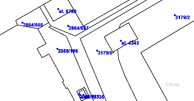 Parcela st. 3179/5 v KÚ Hodonín, Katastrální mapa