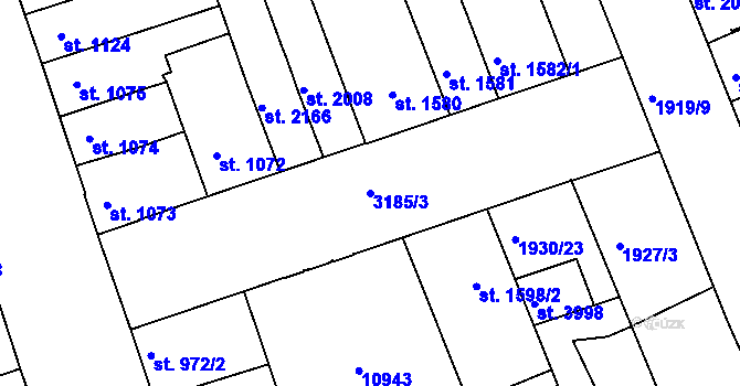 Parcela st. 3185/3 v KÚ Hodonín, Katastrální mapa