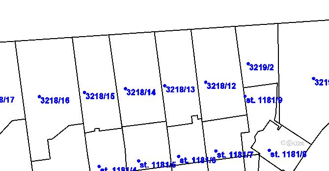 Parcela st. 3218/13 v KÚ Hodonín, Katastrální mapa