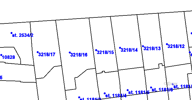 Parcela st. 3218/15 v KÚ Hodonín, Katastrální mapa