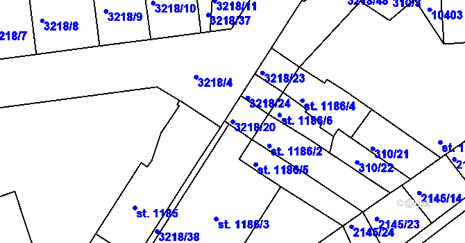 Parcela st. 3218/20 v KÚ Hodonín, Katastrální mapa