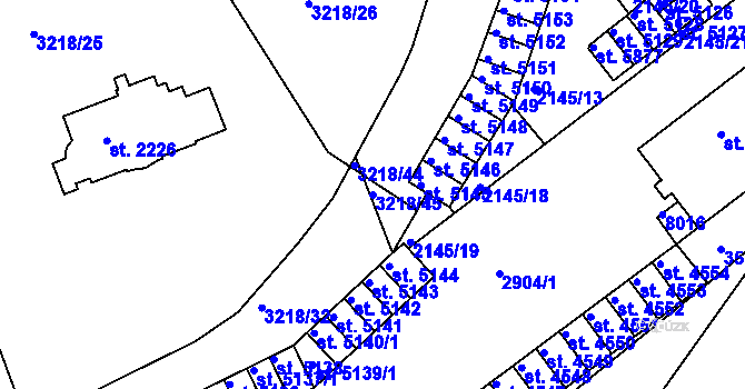 Parcela st. 3218/45 v KÚ Hodonín, Katastrální mapa