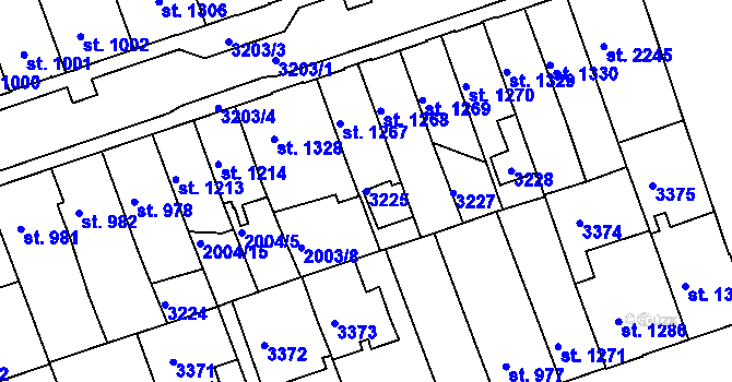Parcela st. 3225 v KÚ Hodonín, Katastrální mapa