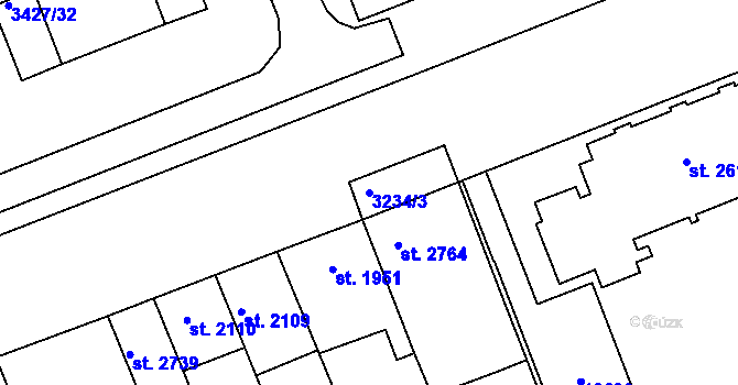 Parcela st. 3234/3 v KÚ Hodonín, Katastrální mapa