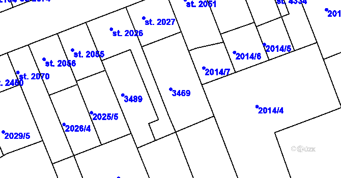 Parcela st. 3469 v KÚ Hodonín, Katastrální mapa