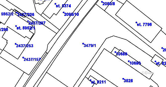 Parcela st. 3479/1 v KÚ Hodonín, Katastrální mapa