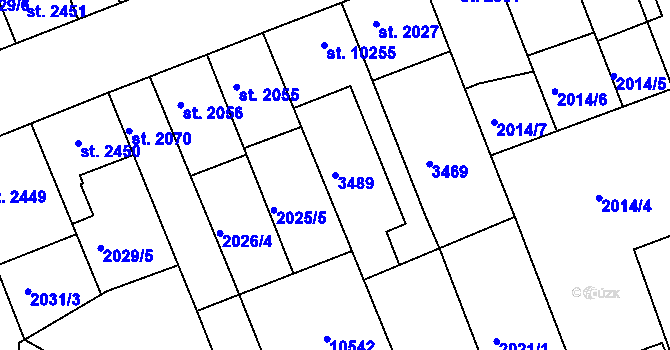 Parcela st. 3489 v KÚ Hodonín, Katastrální mapa