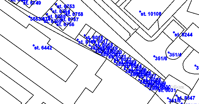 Parcela st. 3553/361 v KÚ Hodonín, Katastrální mapa