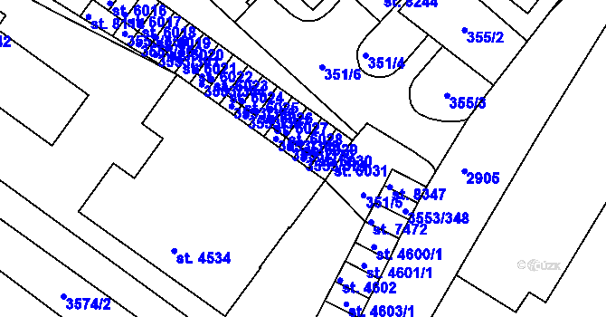Parcela st. 3553/371 v KÚ Hodonín, Katastrální mapa