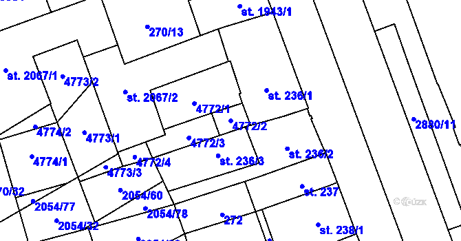 Parcela st. 4772/2 v KÚ Hodonín, Katastrální mapa