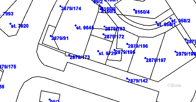 Parcela st. 9729 v KÚ Hodonín, Katastrální mapa