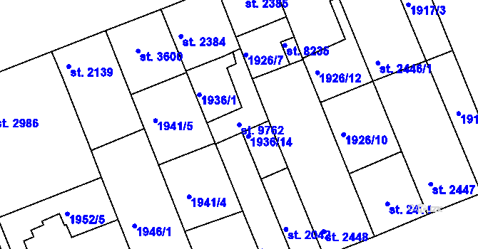 Parcela st. 9762 v KÚ Hodonín, Katastrální mapa