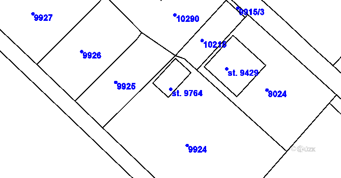 Parcela st. 9764 v KÚ Hodonín, Katastrální mapa
