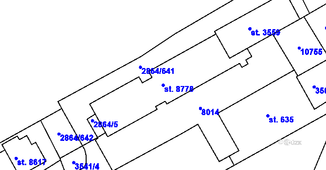 Parcela st. 8778 v KÚ Hodonín, Katastrální mapa