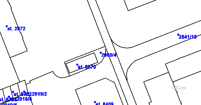 Parcela st. 2060/4 v KÚ Hodonín, Katastrální mapa
