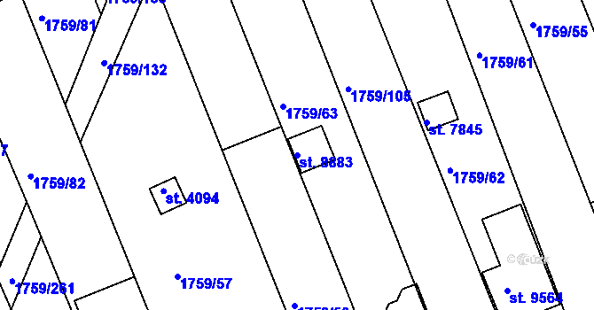 Parcela st. 8883 v KÚ Hodonín, Katastrální mapa
