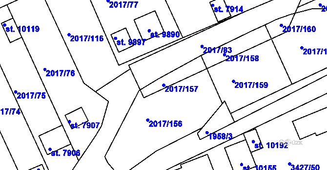 Parcela st. 2017/157 v KÚ Hodonín, Katastrální mapa