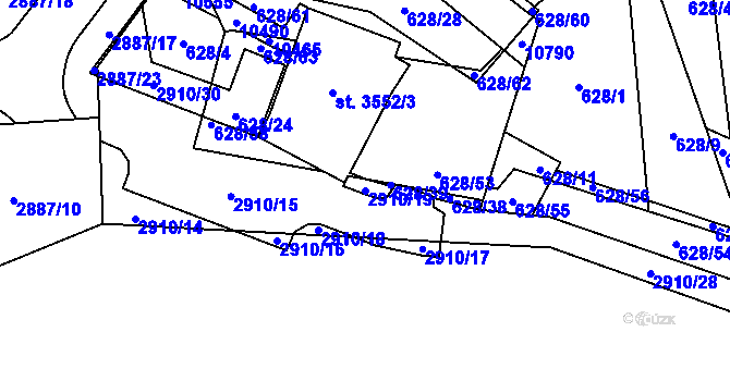 Parcela st. 2910/19 v KÚ Hodonín, Katastrální mapa