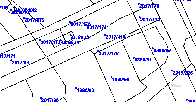 Parcela st. 2017/178 v KÚ Hodonín, Katastrální mapa