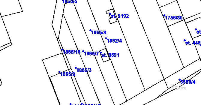 Parcela st. 8591 v KÚ Hodonín, Katastrální mapa