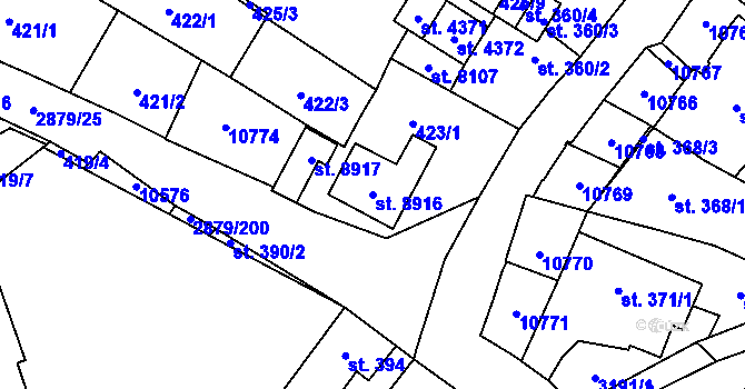 Parcela st. 8916 v KÚ Hodonín, Katastrální mapa