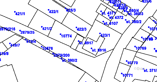 Parcela st. 8917 v KÚ Hodonín, Katastrální mapa