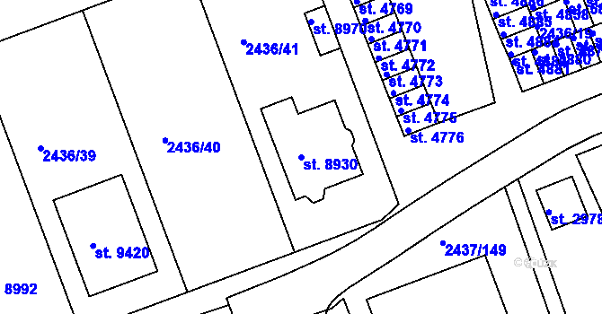 Parcela st. 8930 v KÚ Hodonín, Katastrální mapa