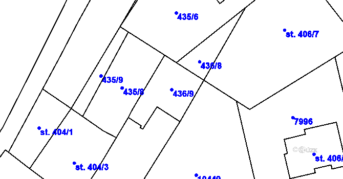 Parcela st. 436/9 v KÚ Hodonín, Katastrální mapa