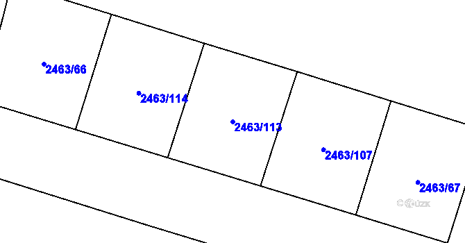 Parcela st. 2463/113 v KÚ Hodonín, Katastrální mapa