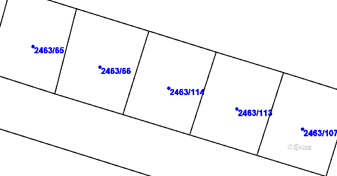 Parcela st. 2463/114 v KÚ Hodonín, Katastrální mapa