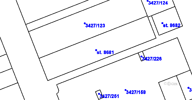 Parcela st. 8681 v KÚ Hodonín, Katastrální mapa