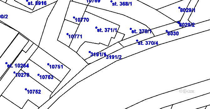 Parcela st. 3191/2 v KÚ Hodonín, Katastrální mapa