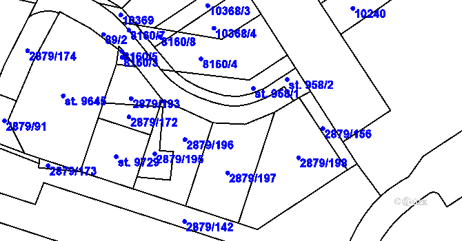 Parcela st. 2879/199 v KÚ Hodonín, Katastrální mapa