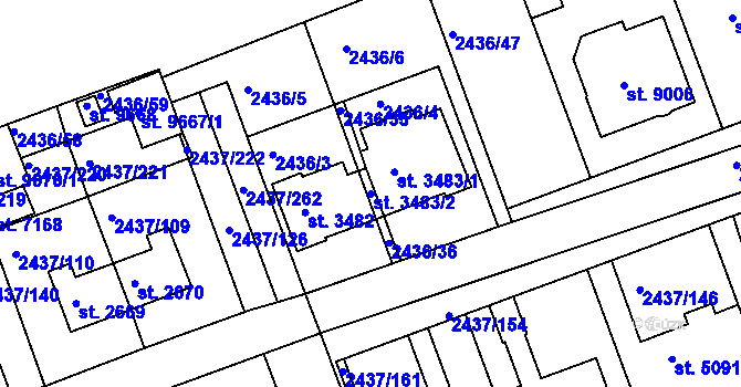 Parcela st. 3483/2 v KÚ Hodonín, Katastrální mapa