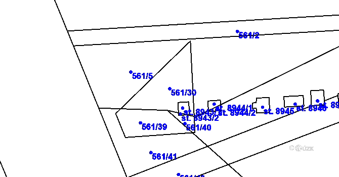 Parcela st. 561/30 v KÚ Hodonín, Katastrální mapa