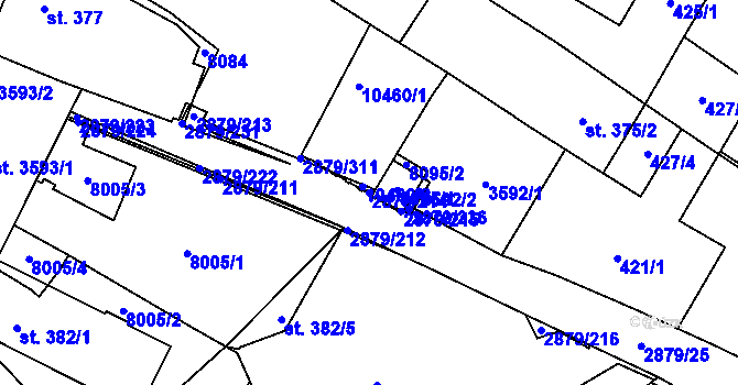 Parcela st. 2879/214 v KÚ Hodonín, Katastrální mapa