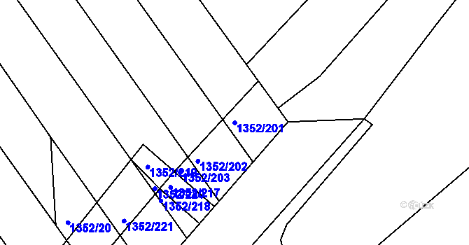 Parcela st. 1352/201 v KÚ Hodonín, Katastrální mapa