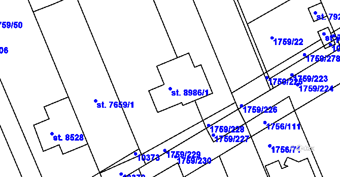 Parcela st. 8986/1 v KÚ Hodonín, Katastrální mapa