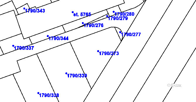 Parcela st. 1790/273 v KÚ Hodonín, Katastrální mapa