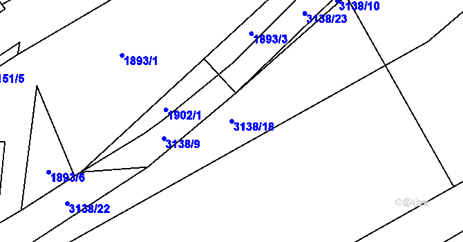 Parcela st. 3138/18 v KÚ Hodonín, Katastrální mapa